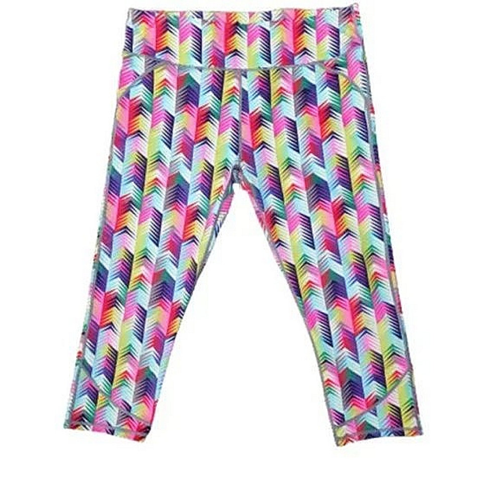 Womens L Fablettics Colorful Rainbow Workout Athleisure Cropped Leggings